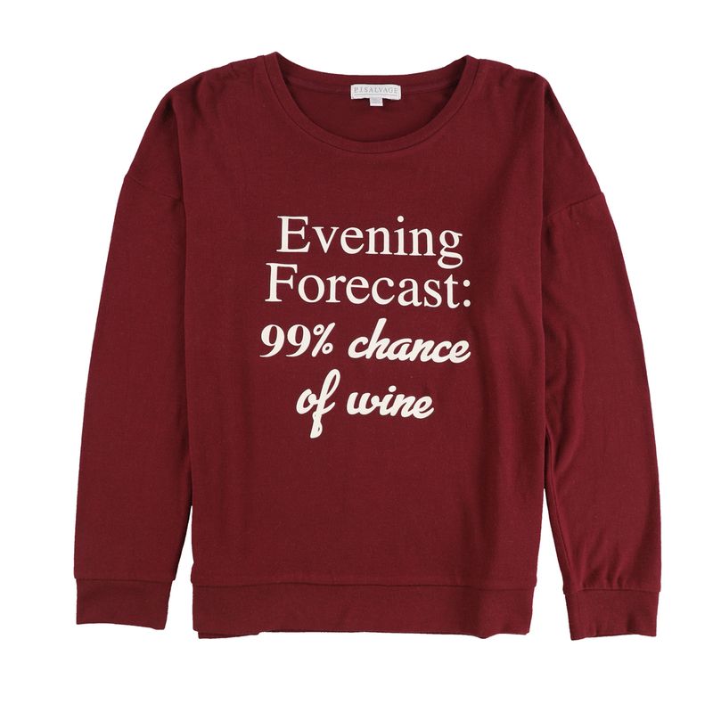P.J. Salvage Womens 99% Chance Of Wine Pajama Sweater, Nwt